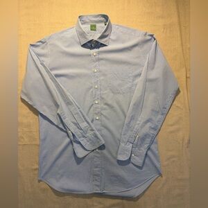 Sid Mashburn XL Plaid White Blue Long Sleeve Shirt Button Up